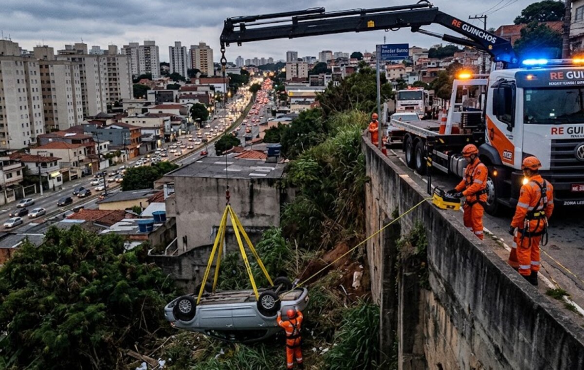 Resgate técnico e destombamento de caminhão